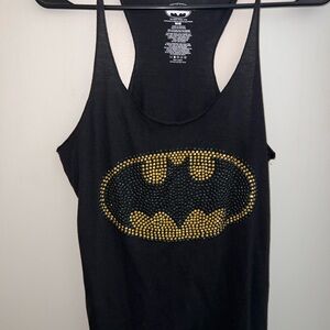 Black Tank Top with Gold Batman Logo
